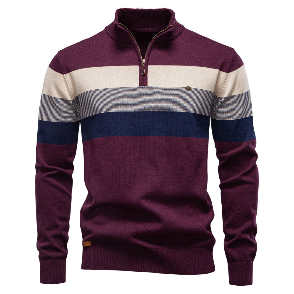 Herren Strickpullover Stehkragen Streifen Modern