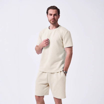 Herren Sport Set: Freizeit T-Shirt und Shorts mit Relief-Oberfläche