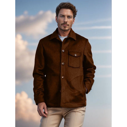 Herren Wintermantel Casual Wolle Schwarz