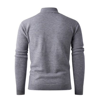Herren Pullover Grobstrick Modern Stehkragen Reißverschluss