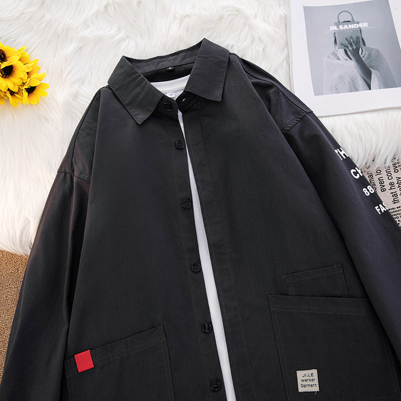 Herren Hemdjacke Lässig Modern mit Taschen