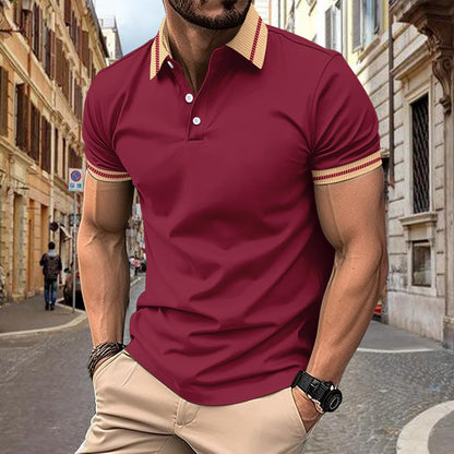 Herren Polo Shirt Sportlich Kontrastkragen Modern