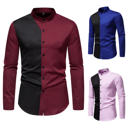 Herren Langarmhemd Modern Farbblock Design Elegant - BerlinGlamour