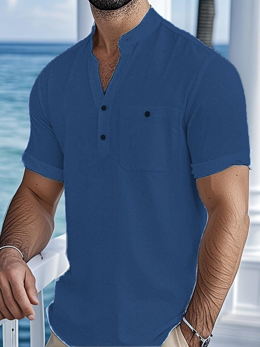 Herren Kurzarm Hemd Knopfverschluss Freizeit Moderne Style