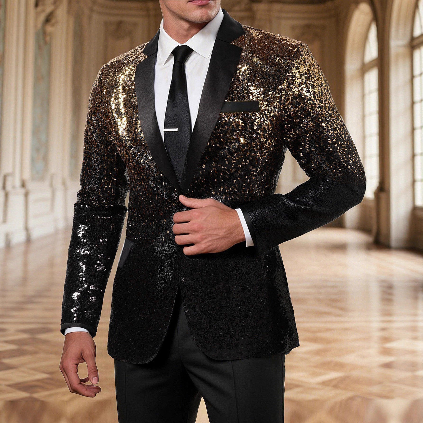 Eleganter Herren Blazer mit Pailletten Luxus Design - BerlinGlamour