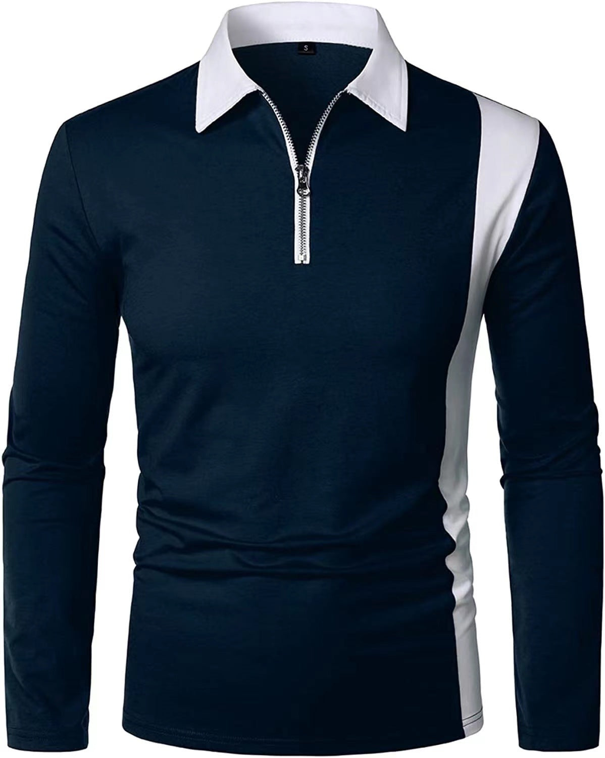 Herren Langarmshirt Sportlich Modern Farbkontrast