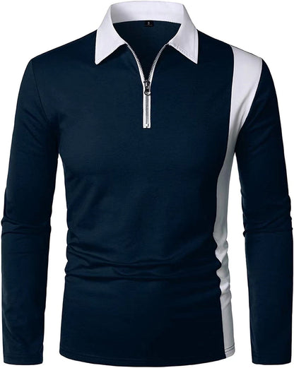Herren Langarmshirt Sportlich Modern Farbkontrast