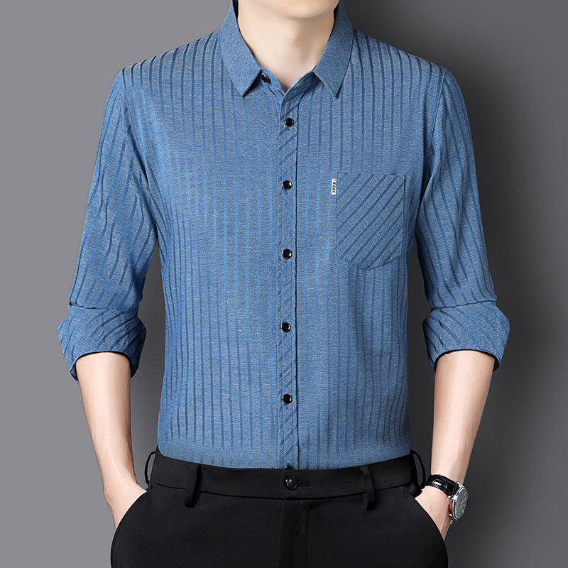 Herren Langarmhemd mit Streifenmuster Modern Style