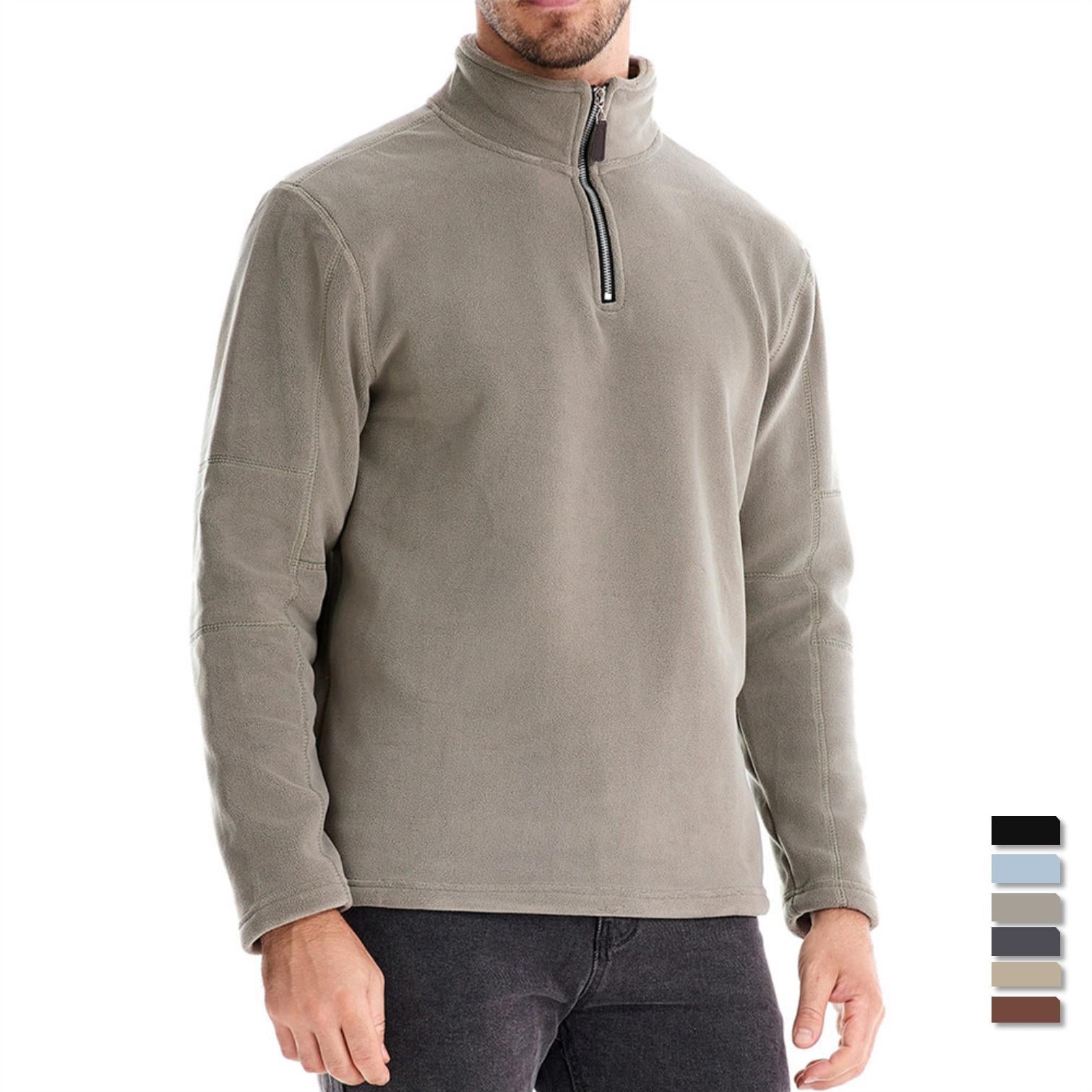 Herren Fleece Pullover Halbzipp Reißverschluss Warm - BerlinGlamour