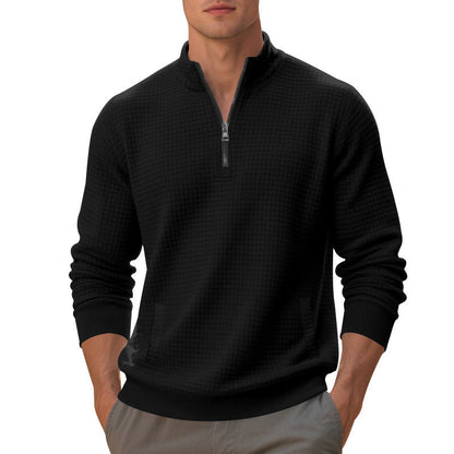 Sportlicher Herren Pullover Reißverschluss Strukturiert