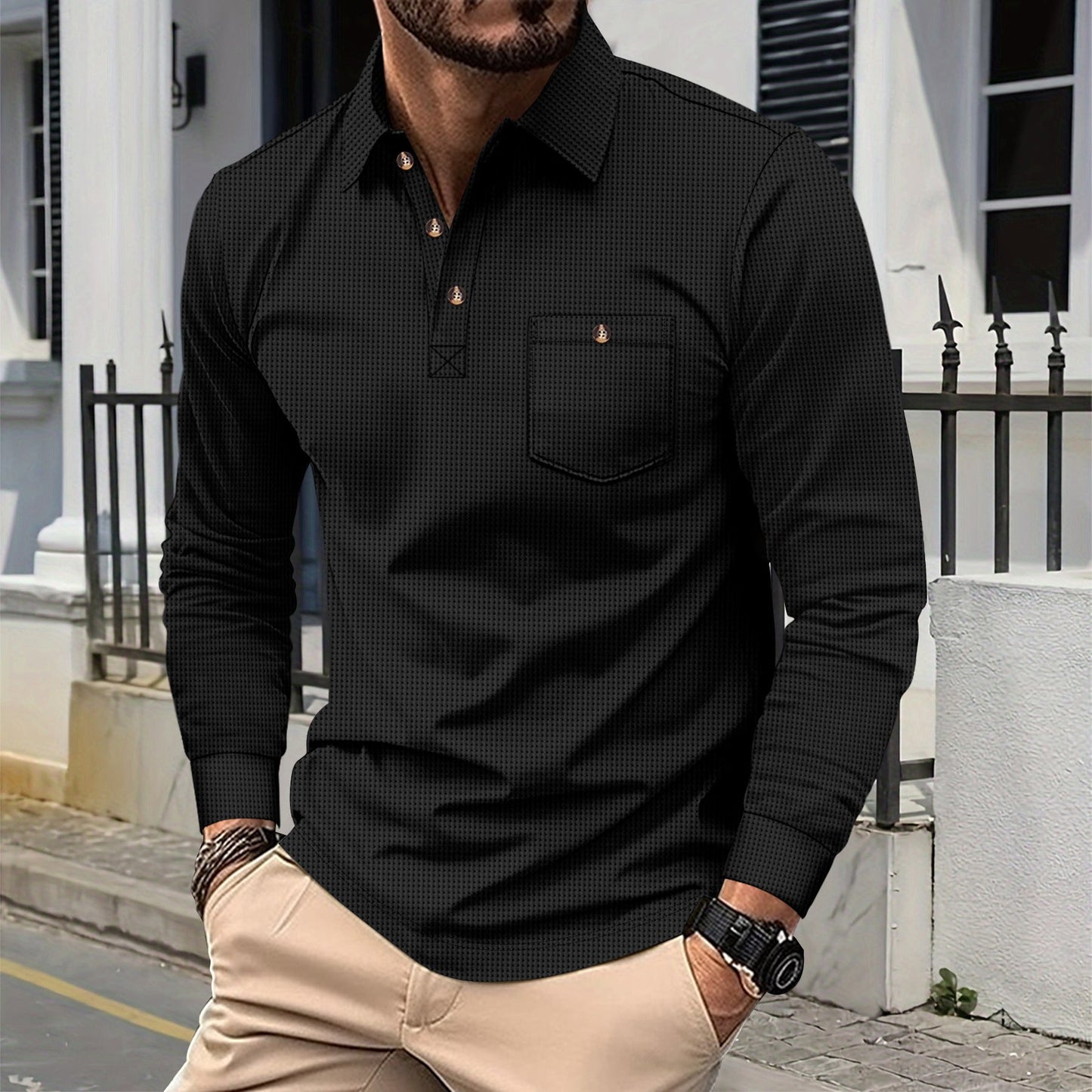 Herren Langarmhemd Elegant Karomuster Modern
