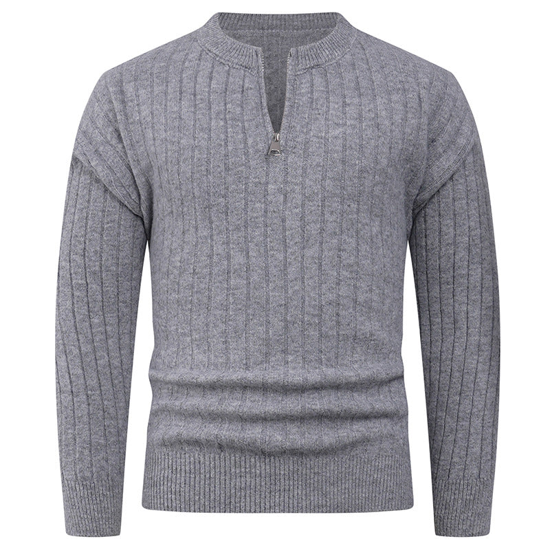 Herren Pullover Strick Modern mit Hochkragen und Reißverschluss