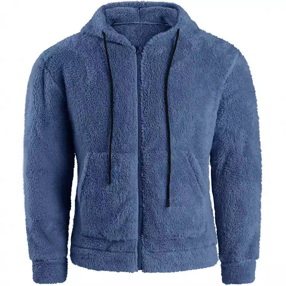 Herren Fleecejacke Warm Kapuze Taschen Sportlich