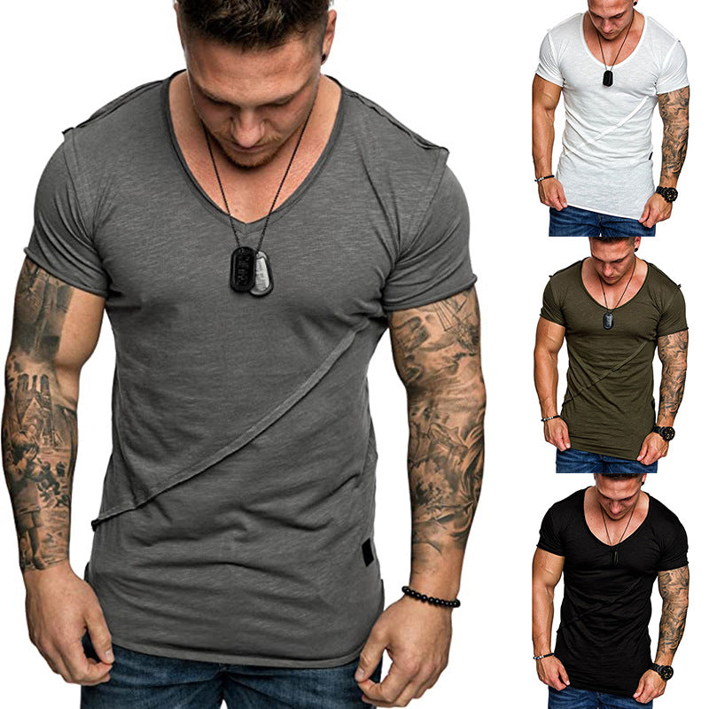 Herren T-Shirt V-Ausschnitt Hochwertig Strukturiert - BerlinGlamour