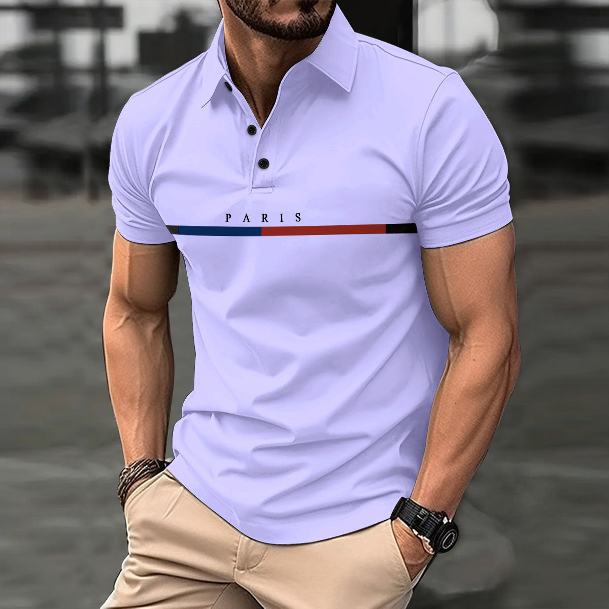 Herren Polohemd mit stylischem Druck Berlin Modern