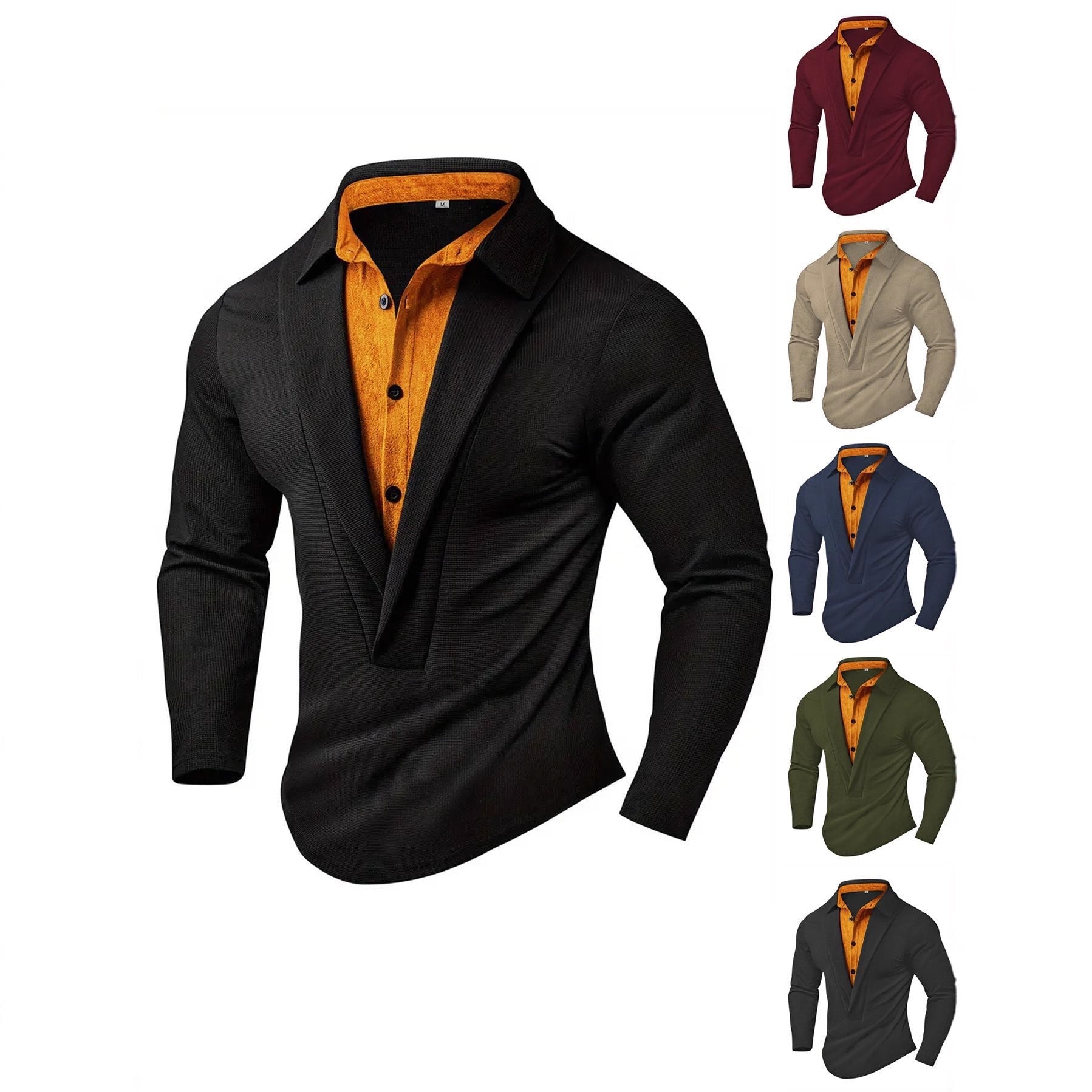 Herren Langarmhemd Modern mit Textildruck Elegantes Design - BerlinGlamour