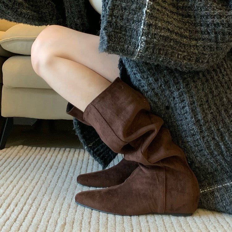 Damen Stiefel Spitz Modisch Raffung Schmal - BerlinGlamour