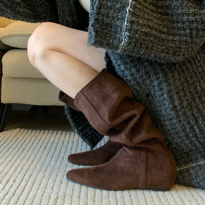 Damen Stiefel Spitz Modisch Raffung Schmal - BerlinGlamour