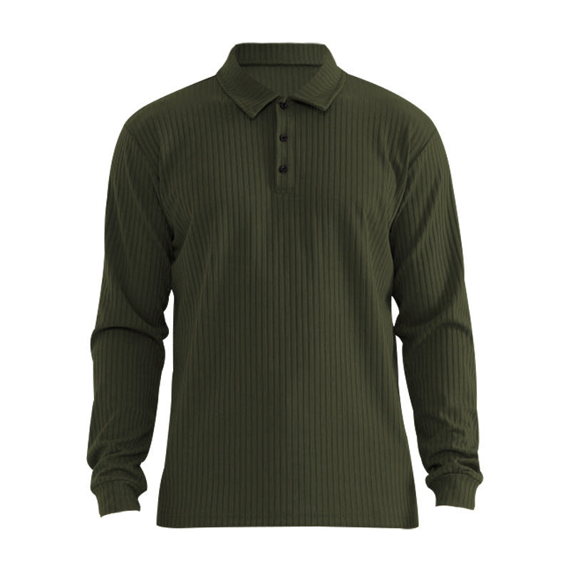 Herren Polohemd Langarm Strukturiert Rippdesign Elegant