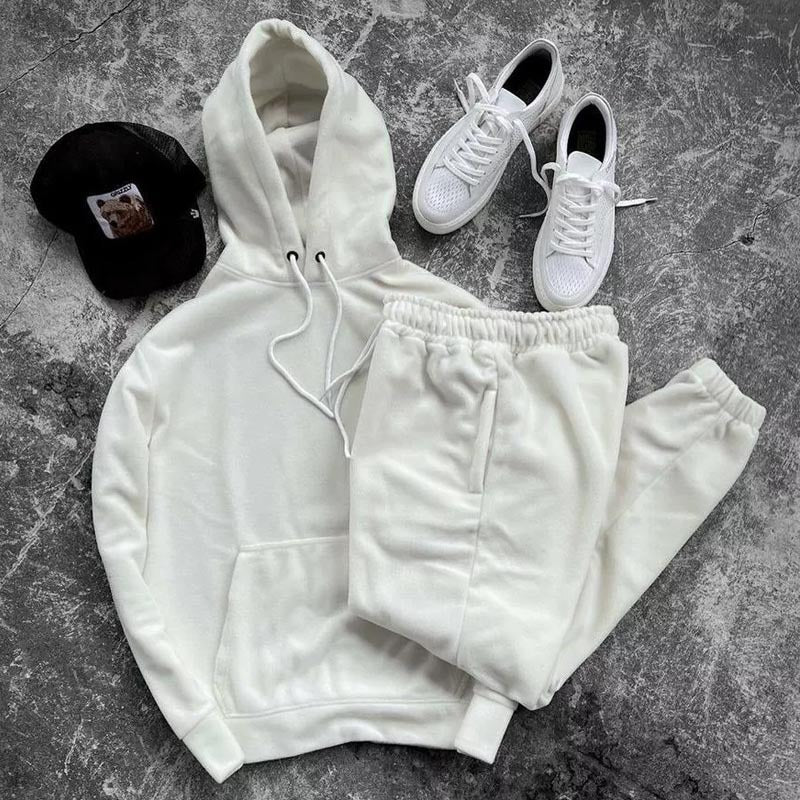 Herren Fleece-Anzug Kapuzenjacke Set Weich Bequem