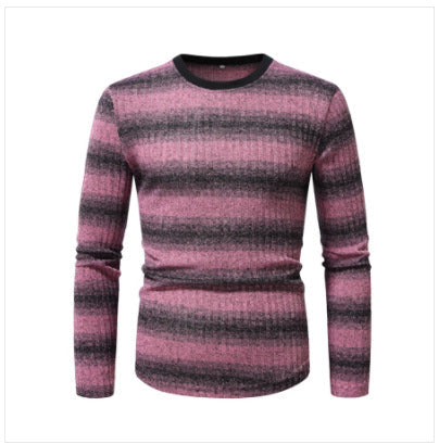 Herren Langarmshirt Strukturiert Streifenmuster Modern
