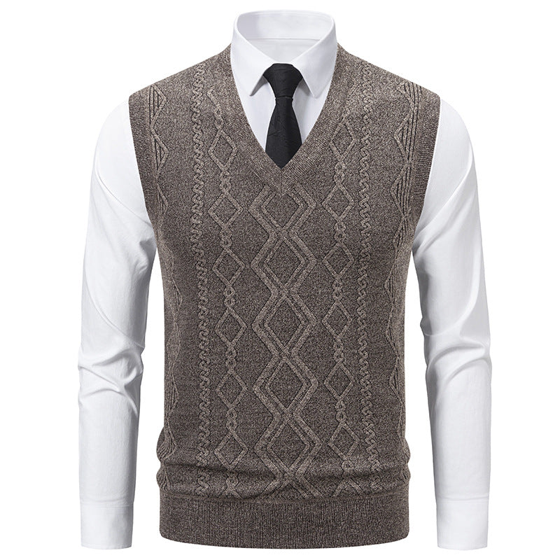 Herren elegante Strickweste mit V-Ausschnitt und strukturiertem Muster BerlinGlamour