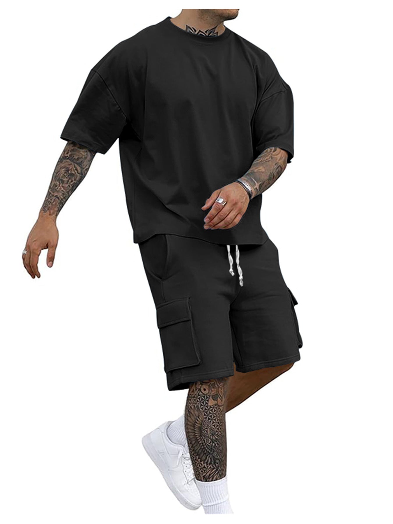 Herren SportSet Sweatshirt Shorts Bequem Casual
