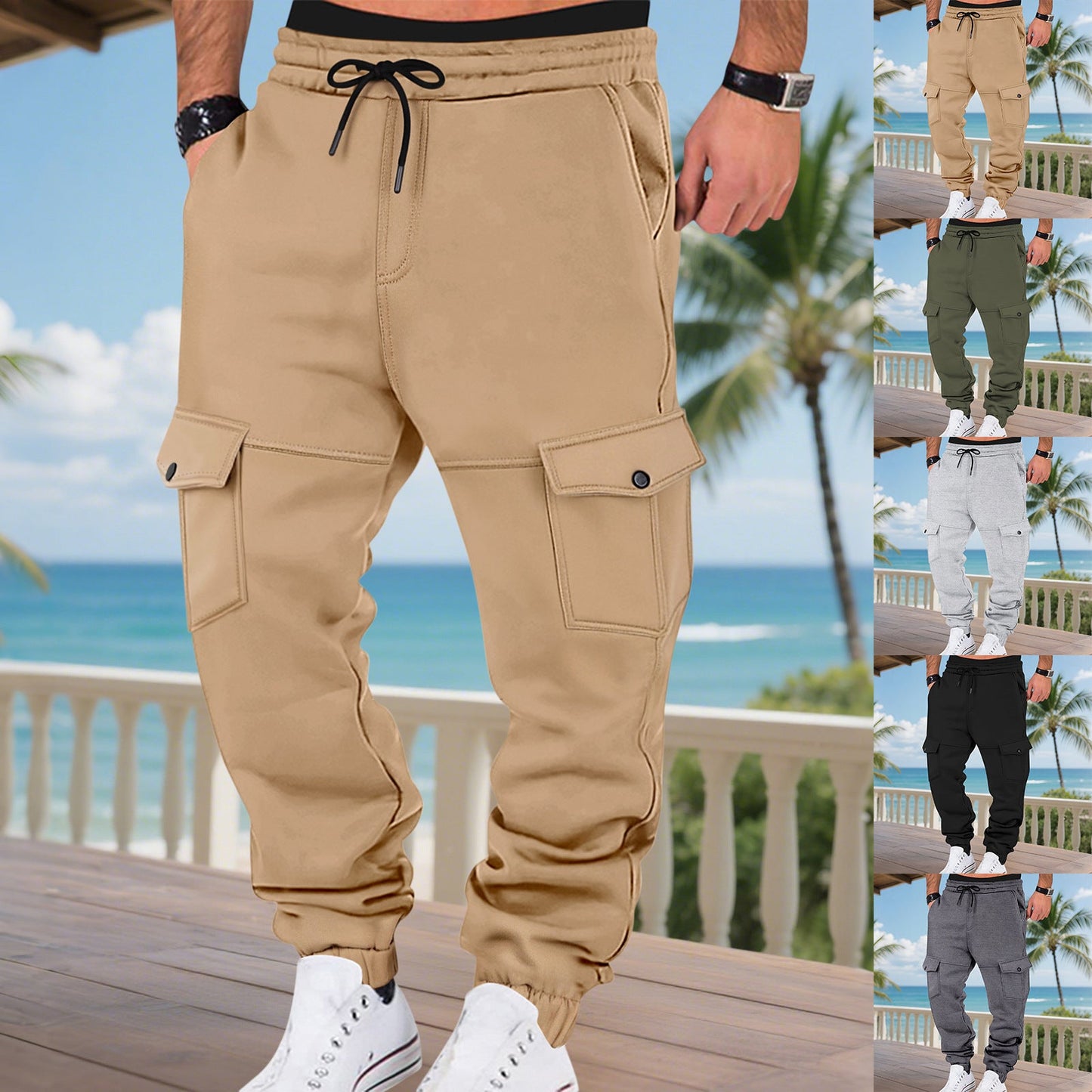 Herren Sweatpants Cargo Bequem Elastisch Mit Seitentaschen - BerlinGlamour