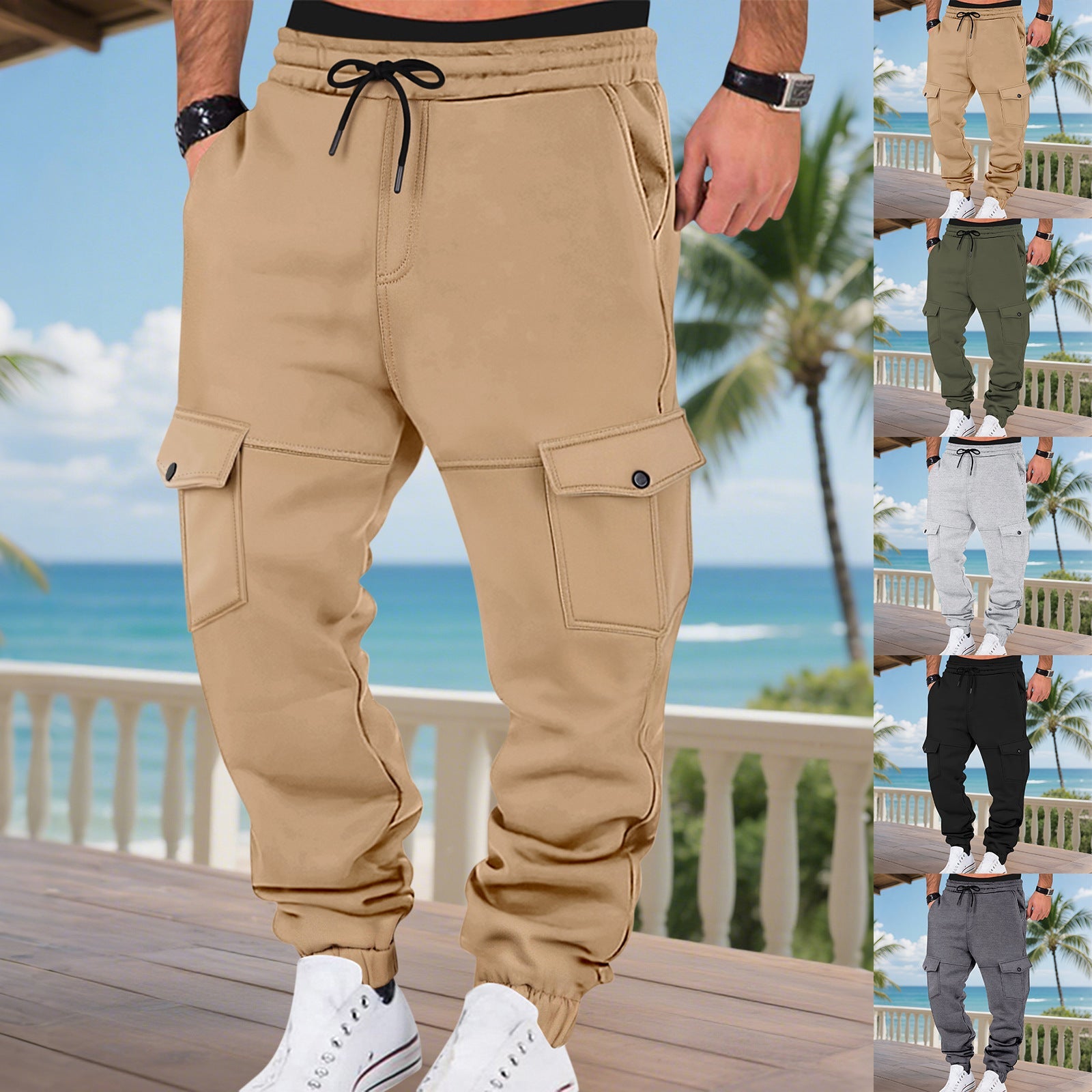 Herren Sweatpants Cargo Bequem Elastisch Mit Seitentaschen - BerlinGlamour