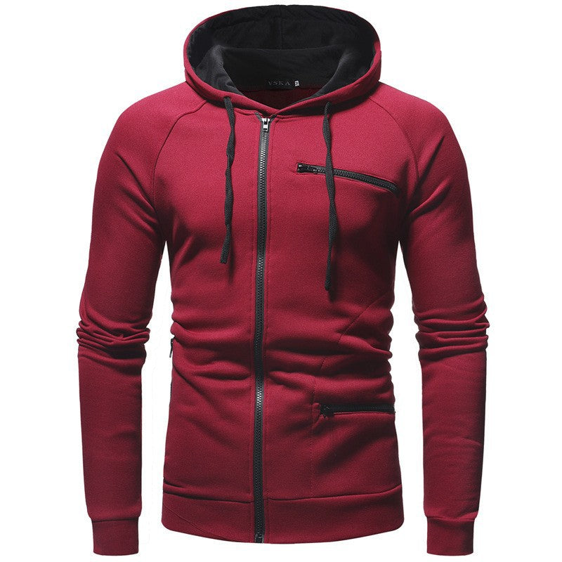 Herren Hoodie Funktionstaschen Reißverschluss Modern
