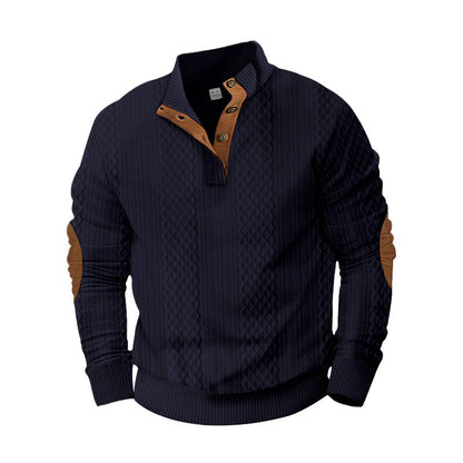 Herren Pullover Stehkragen Modern Leder Details