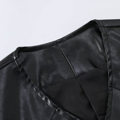 Herren Lederweste Modern Asymmetrisch Reißverschluss