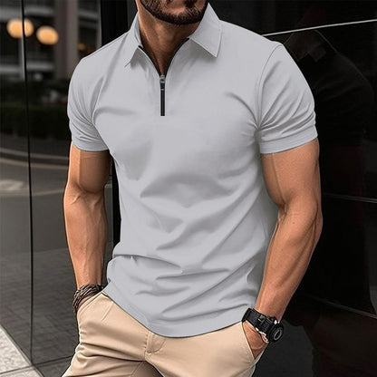 Herren Poloshirt Kurzarm Sportlich mit Reißverschluss