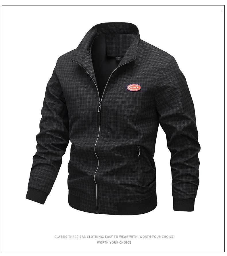 Herren Übergangsjacke Modern mit Karomuster und Taschen