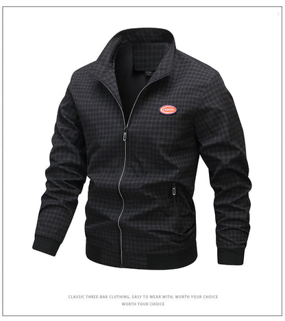 Herren Übergangsjacke Modern mit Karomuster und Taschen