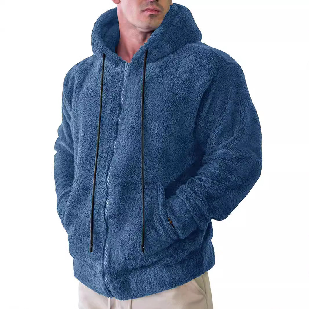 Herren Fleecejacke Warm Kapuze Taschen Sportlich