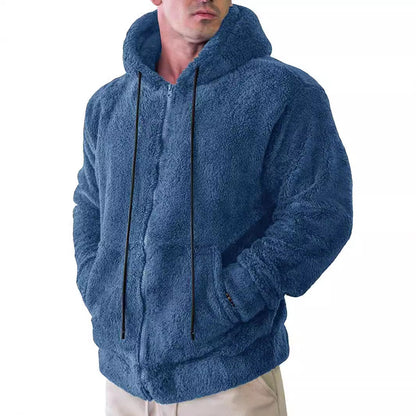 Herren Fleecejacke Warm Kapuze Taschen Sportlich