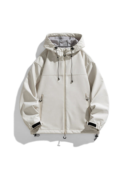 Herren Outdoorjacke Winddicht Funktionell Verstellbare Kapuze