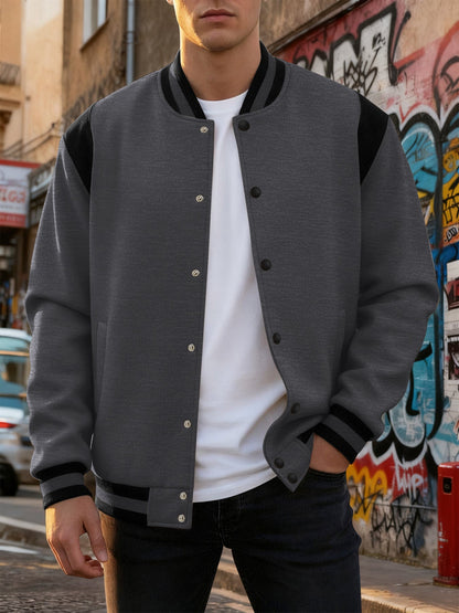 Herren Baseballjacke Sportlich Trendig Schwarz