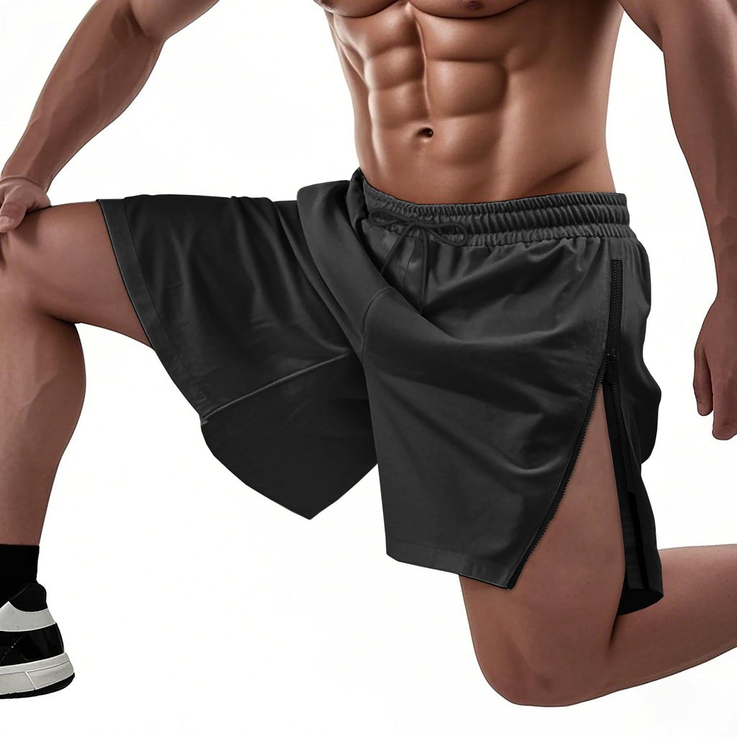Herren Sportshorts Elastisch Mit Reißverschluss