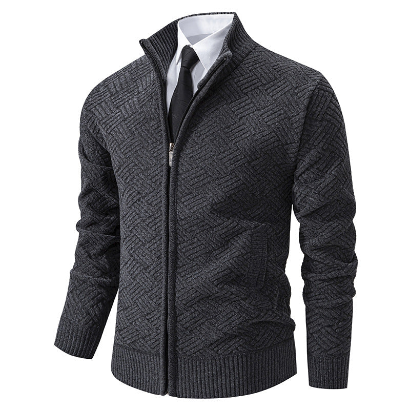 Herren Strickjacke Modern mit Reißverschluss und Buntmuster - BerlinGlamour