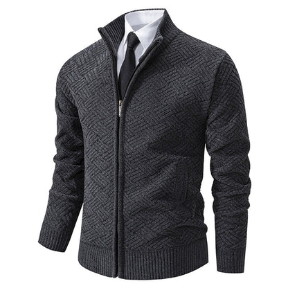 Herren Strickjacke Modern mit Reißverschluss und Buntmuster - BerlinGlamour