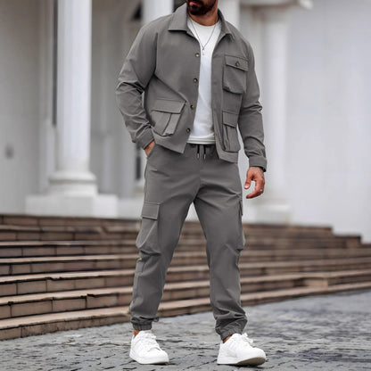 Herren Jacke Set Cargo Hose Modern Streetwear