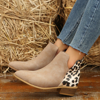 Damen Ankle Boots Leopardenmuster Elegant Schuhe