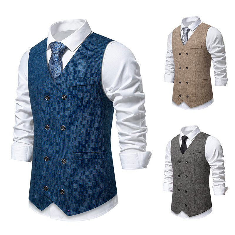 Maßgeschneiderte Herrenweste Elegant mit Doppellknopf und feinem Muster - BerlinGlamour