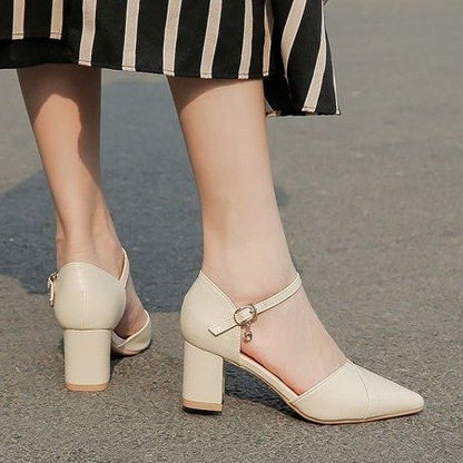 Damen Halbschuhe Elegante Schnalle Blockabsatz Stilettos