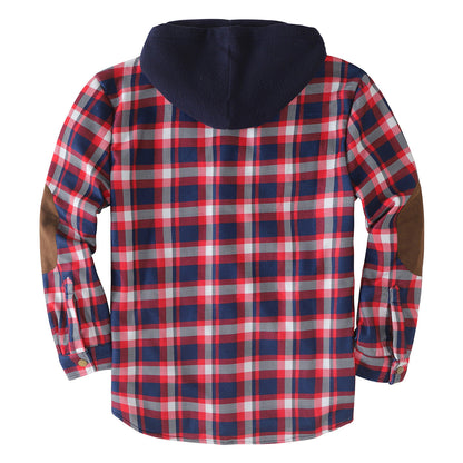 Herren Flanelljacke Wattierte Winterjacke Mit Abnehmbarem Kapuzenfutter