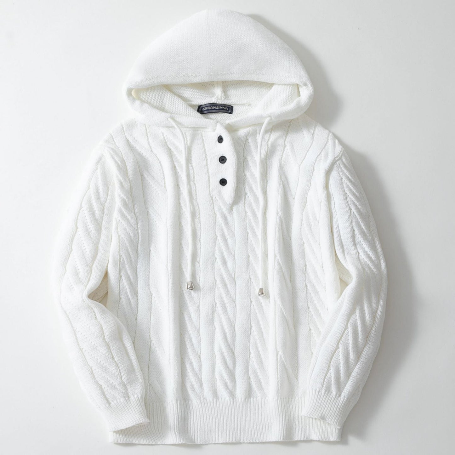 Herren Strickpullover Kapuze Warm Bequem