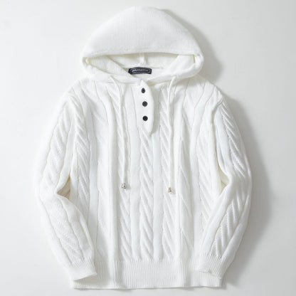Herren Strickpullover Kapuze Warm Bequem
