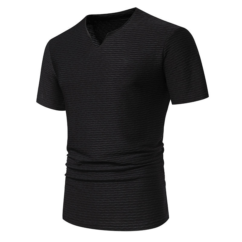 Männer T-Shirt V-Ausschnitt Strukturiert Modern